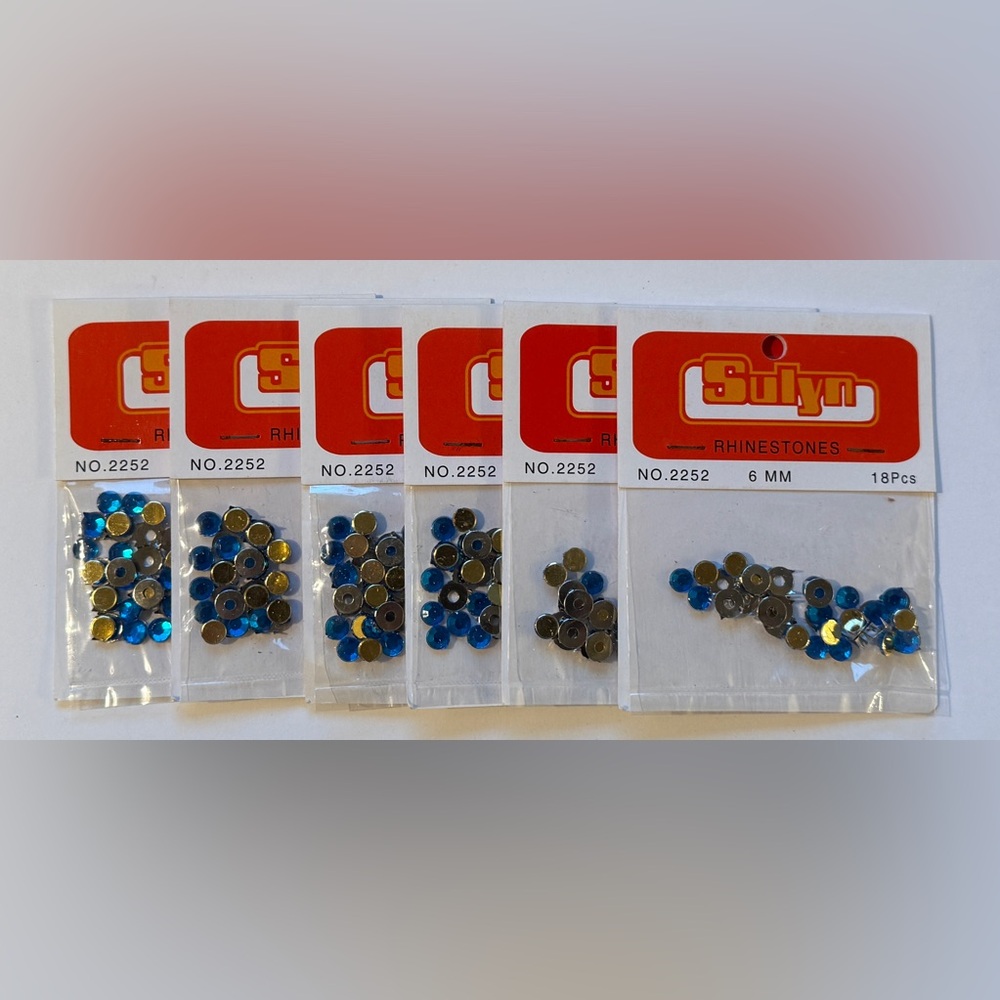 Sulyn Industries 6 MM Blue Rhinestones, No. 2252, 6 Packages